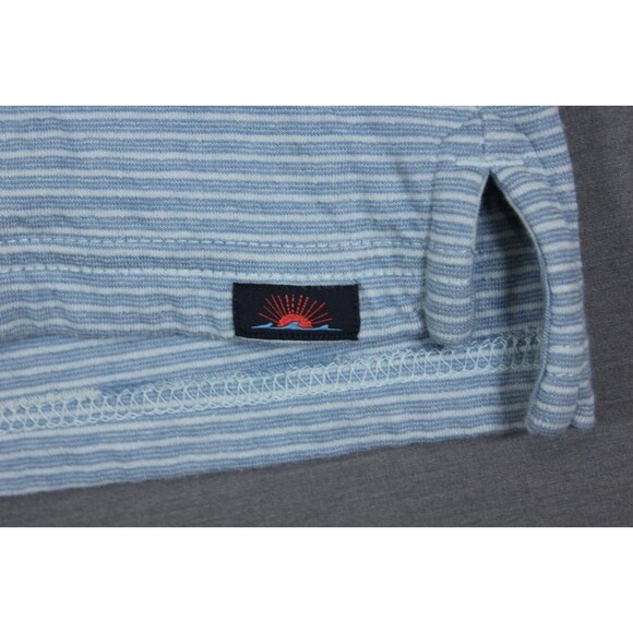 Faherty Polo Golf Shirt Mens Large Cloud Cotton Pima Modal Blue Striped Preppy L - Picture 9 of 10